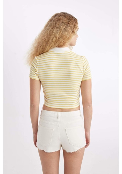 DeFacto Fitted Polo Yaka Fitilli Kaşkorse Kısa Kollu Tişört A0380AX24SMYL155