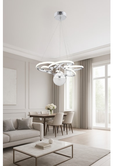 Zümra Modern Krom Ledli Avize Yatak Odası- Salon Krom