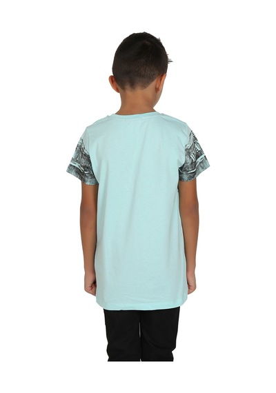 Toontoy Kids Toontoy Erkek Çocuk T-shirt Black Baskılı Mint Yeşili