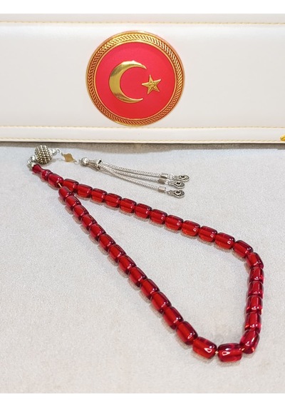 Ateş Kehribar Tesbih Usta Yapımı Ve İmzalı Kapsül Kesim