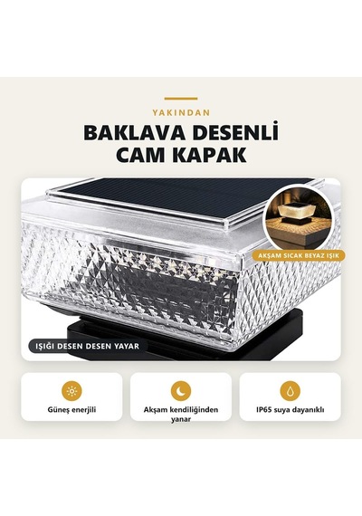 Solar Kolon Başı Ve Duvar Üstü Lambası, Şeffaf, 2 Adet, Gt-sl51
