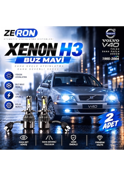 Volvo V40 Xenon H3 Buz Mavi Led Far Ampulü 12v 2 Adet Yüksek Aydınlatma Kolay Montaj