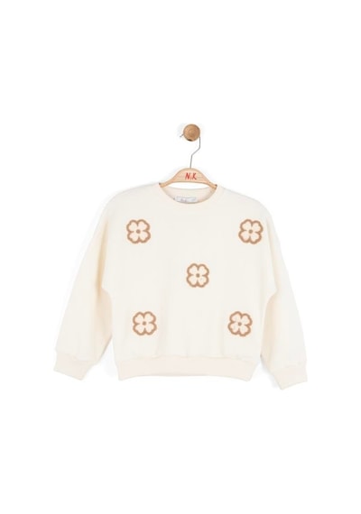 Kız Çocuk Çiçek Sweat Nk-39502 Ekru