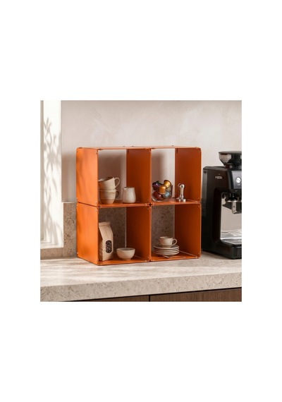 Node 4'lü Modüler Metal Tezgah Üstü Mutfak Rafı Ve Konsol Düzenleyici Stand 33x33 Cm Turuncu - 943953504 Turuncu