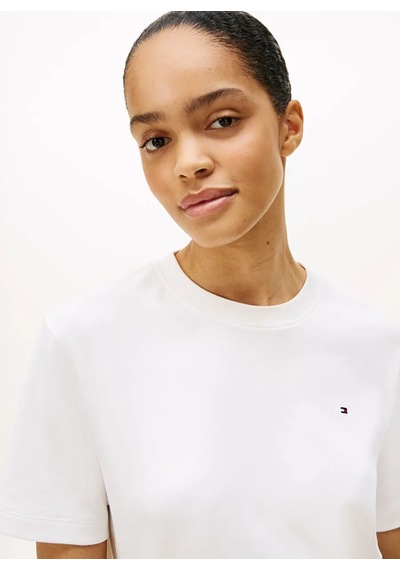 Tommy Hilfiger Modern Interlock Boxy Ss Tee Kadın Beyaz T-shirt - Ww0ww47458