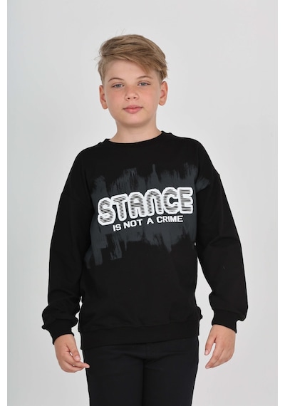 Toontoy Kids Toontoy Erkek Çocuk Stance Baskılı Sweatshirt Siyah