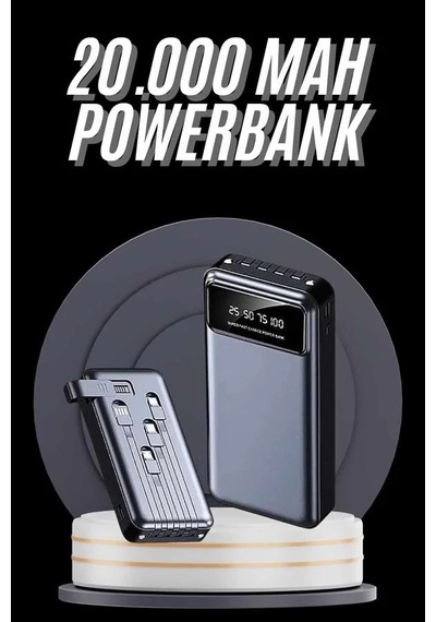 Ers Hızlı Şarj Özellikli 20.000 Mah Dijital Göstergeli Usb Girişli Android Ve İos Uyumlu Powerbank Çok Renkli