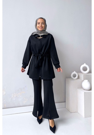 Kahijab Kolye Detay Scuba Takım - Siyah