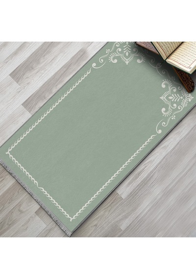 Evaşk Namazlık Dokuma Halı Kaymaz Muslumana Seccade66x113 Açık Yeşil EVASK811C66