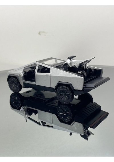 Tesla Cyber Truck 1:32 Ölçek Metal Çek Bırak 12 Cm Oyuncak Araba - Gri