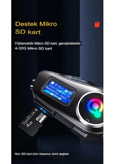 Q58-max Radyolu 2 Kişi Bağlantılı Bluetooth Kask Kulaklık Ek Tdrtr