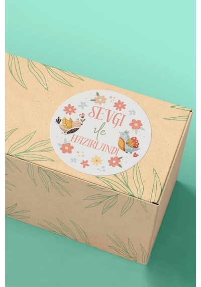 Sevgi İle Hazırlandı Kuşlu Sticker 3x3cm St2288 Çok Renkli