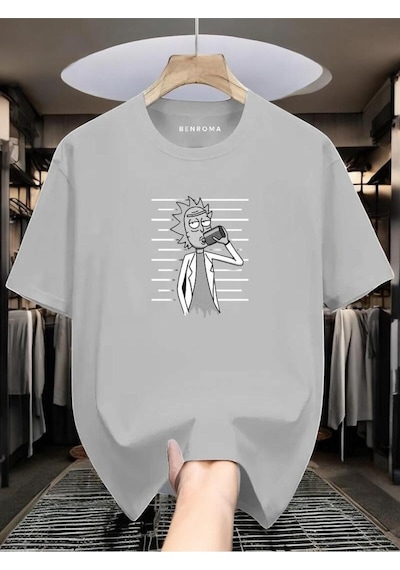 Adam Baskılı Oversize T-shirt Gri