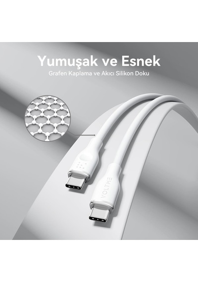 Voltme C2021 Powerlink Moss 60w Type-c Şarj Kablosu 1m 3a- Beyaz