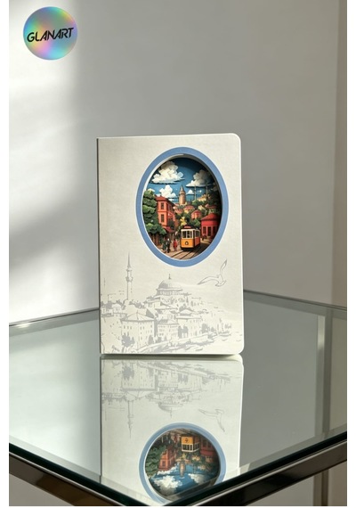 Hediyelik Lüks Oval Desen Kesimli Çizgisiz Not Hatıra Defteri 60 Yaprak 13,5x20,5 Cm İstanbul