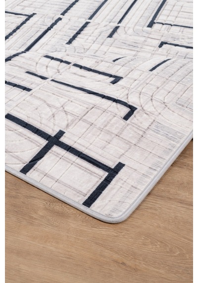 Villadia Home Textile Kaymaz Taban Modern Desen Halı Yolluk Leke Tutmaz Kolay Temizlenir Koridor Salon Yatak Mutfak Odası Vd4023lacivert Lacivert