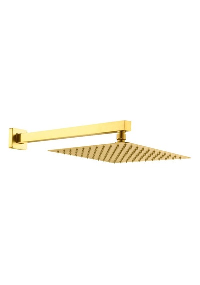 Fause Ankastre Duş Başlığı Borulu Kare Slim Metal 25 X 25 Cm Altın