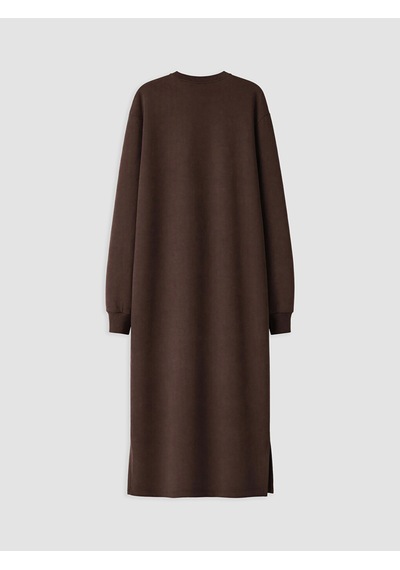 Lcw Modest Kahverengi Bisiklet Yaka A Kesim Sweat Elbise