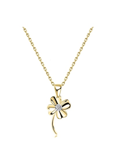 Brezza Lusso Jewelry Dört Yapraklı Yonca Gümüş Kolye Altın Kaplama 45 CM