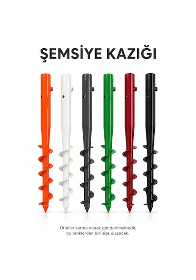 Şemsiye Sabitleme Demir Kazık Çok Renkli