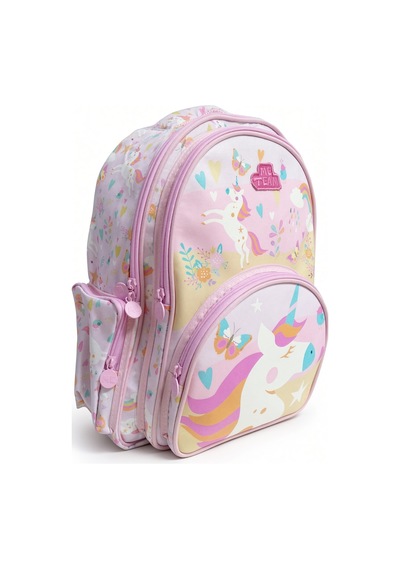 Kız Çocuk İlkokul Sırt Çantası Pegasus Unicorn Baskılı 3 Bölmeli 16l Matara Cepli 39x29x16cm Çok Renkli