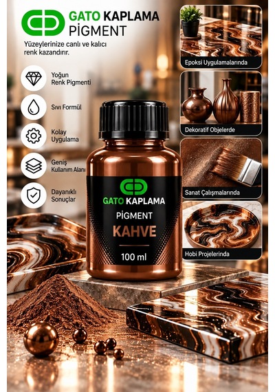 Gato Kaplama Solvent Bazlı Transparan Sıvı Pigment Boya 100 Ml Kahve Renk Renklendirici
