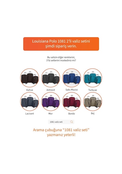 Orta Ve Kabin Boy Valiz Seti 4 Teker Kumaş Valiz Siyah 1081 Siyah