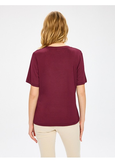 Faik Sönmez V Yaka Kısa Kol T-shirt W27tsh001 Bw27tsh00140 Bordo