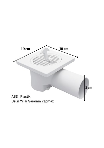 4 Lü Paket Plastik Yer Sifonu 10x10 Cm Kare Izgaralı 50 Mm Yandan Çıkışlı Abs Plastik Yer Süzgeci