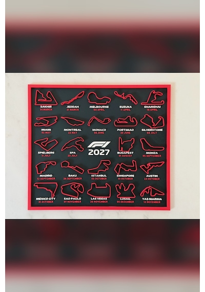 Zeroxo Yarış Pisti Takvimi Duvar Panosu 25x22 Cm Dekoratif Sezon Takvimi