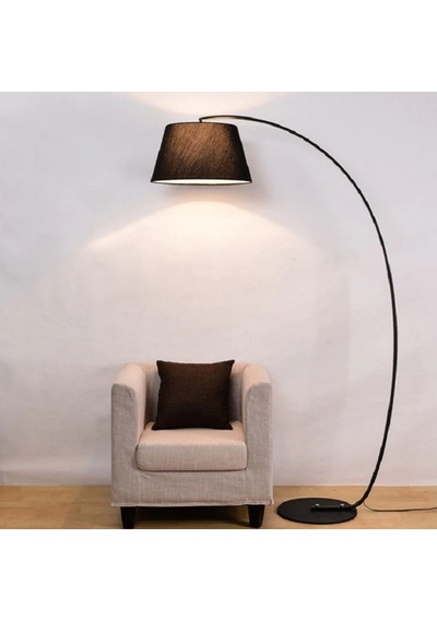 Riolight Retro Siyah Hareketli Kumaş Başlık Metal Gövde Lambader