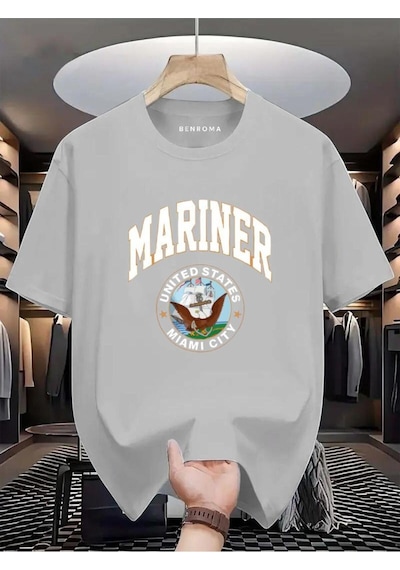 Marıner Unıted States Mıamı Cıty Baskılı Oversize Tişört Gri