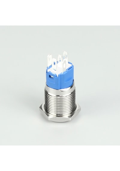 16mm Metal Led'li Kalıcı Buton   Metal  Yaylı   Su Geçirmez