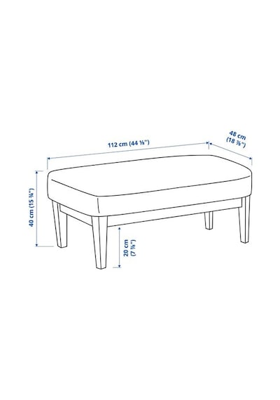Ikea Ekenäset Bank, Kelinge Gri-turkuaz, 112 Cm