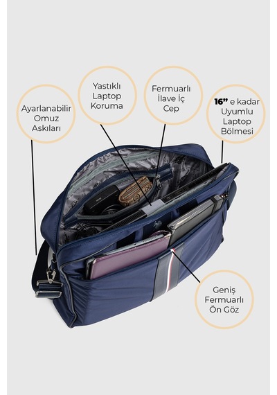 U.S. Polo Assn. U.s. Polo Assn. Lacivert Laptop Çantası 15.6 İnç Uyumlu Omuz Askılı Evrak Ve Bilgisayar Çantası 26058