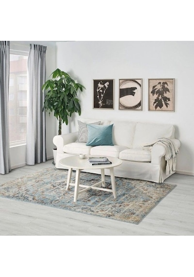 Ikea Overlund Halı 160 X 235 Cm Mavi - Sarı - Kahverengi Çok Renkli