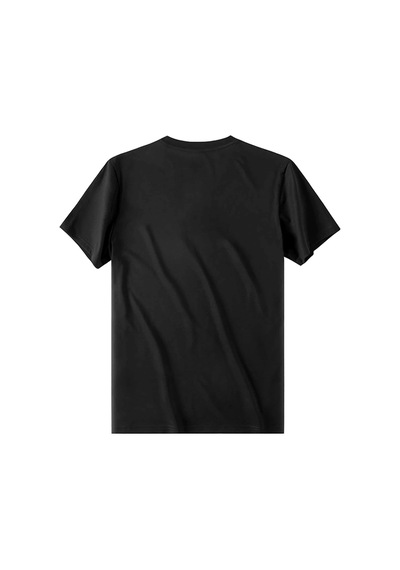 Oversize Unisex Authentic Baskılı Bisiklet Yaka Siyah T-shirt Siyah
