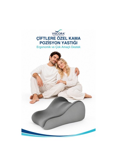 Çiftlere Özel Çok Amaçlı Visco Pozisyon Yastığı Kavisli Kama Destek Minderi 50 X 40 X 23 Cm Gri