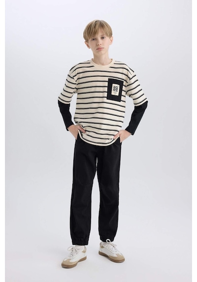 DeFacto Erkek Çocuk Jogger Fit Jogger Paça Gabardin Pantolon B6713A825SMBK81