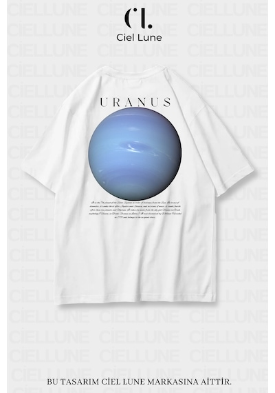 Nevermind Unisex Kadın Erkek Uranüs Baskılı Özel Tasarım Oversize Beyaz