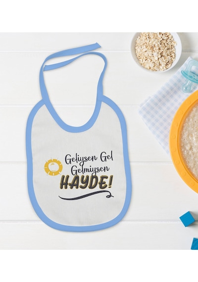 BK Kids Geliysen Gel Tasarımlı Mavi Bebek Mama Önlüğü-1
