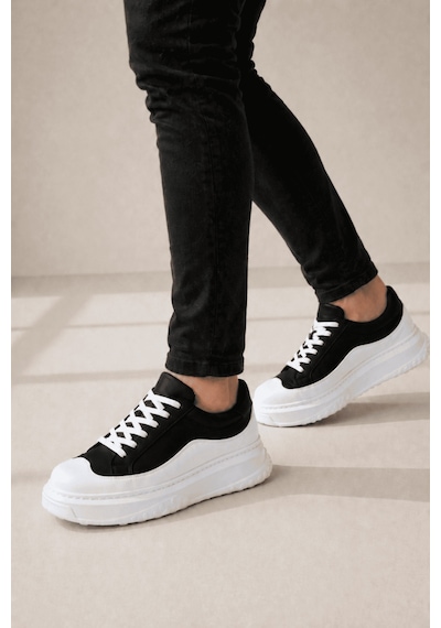 DMR Elegance Jy507 Dara Bağcıklı Süet Cilt Erkek Günlük Sneaker Ayakkabı Scbt Siyah/beyaz