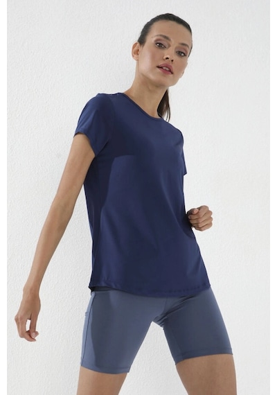 Tommy Life İndigo Basic Kısa Kol Standart Kalıp O Yaka Kadın T-shirt - 97144 Mavi