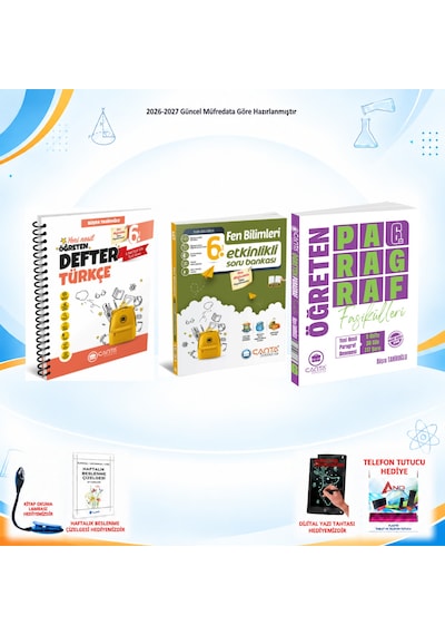 Çanta Yayınları 2026-2027 6. Sınıf Tüm Dersler 3 Kitap Fen Soru/türkçe Defter/paragraf Set