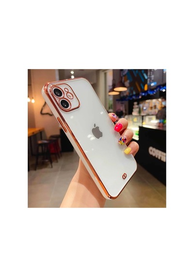 iPhone Uyumlu 11 6.1inç Gold Çerçeve Kamera Korumalı Silikon Bumper Kılıf- 5775 Mh-hs1174-4324