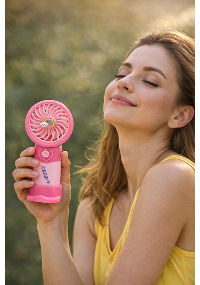 Fit Pembe Mini Taşınabilir Sessiz El Fanı 3 Hız Ayarlı Mini El Pervanesi Soğutucu-vantilatör