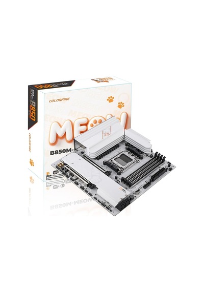 Colorful Colorfıre B850m-meow Wıfı7 V14 Amd Am5 Ddr5 8000mhz Matx Aaaa11clf0024
