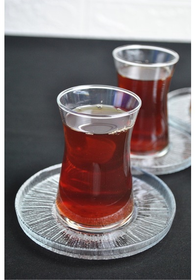 6 Kişilik Heybeli Çay Bardağı Ve Rexy Çay Tabağı Çay Takımı 12 Parça Çay Seti Şeffaf