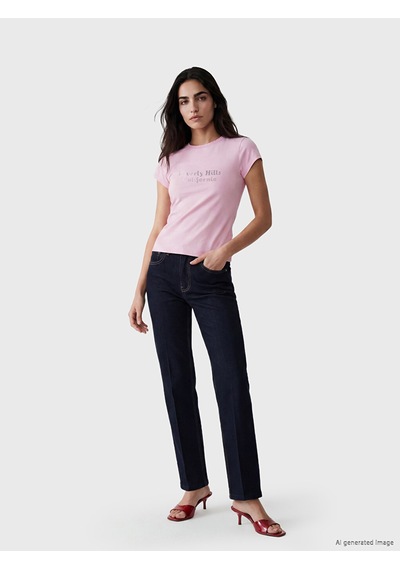 Lcw Vision Pembe Beverly Hills Taş Baskılı Kadın Tişört
