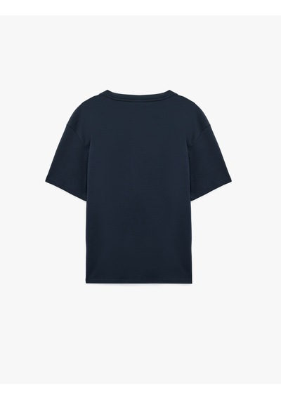 Koton Pamuklu Bisiklet Yaka Kısa Kollu Basic Oversize Tişört Lacivert 7wam10086mk